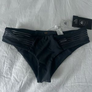 Rip curl grey bikini bottoms w mesh illusion detail